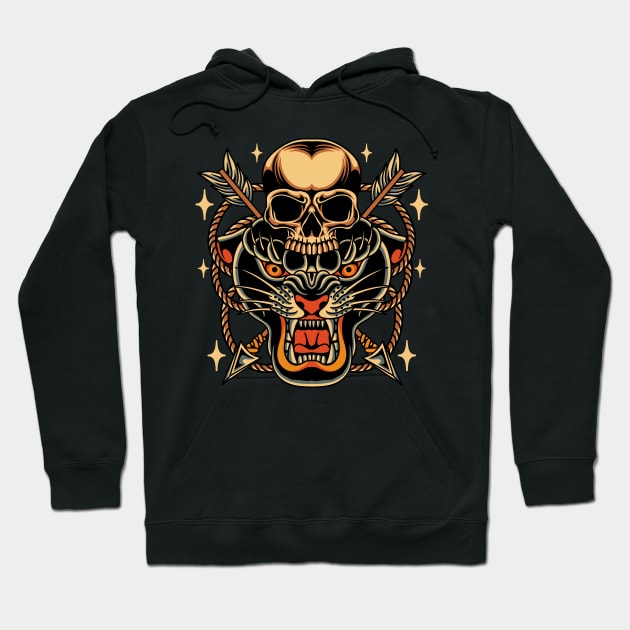 Panther Traditional Tattoo Hoodie by Abrom Rose